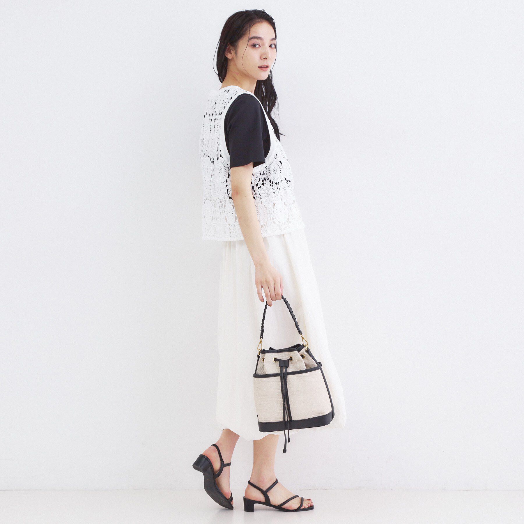 OPAQUE.CLIP「レースVネックベスト」|ベスト・ジレ|