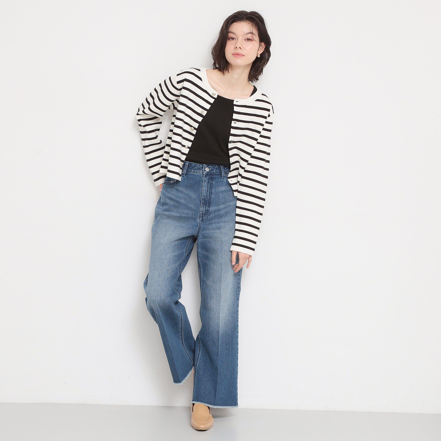 THE SHOP TK「ハーフミラノカーデ」|カーディガン|