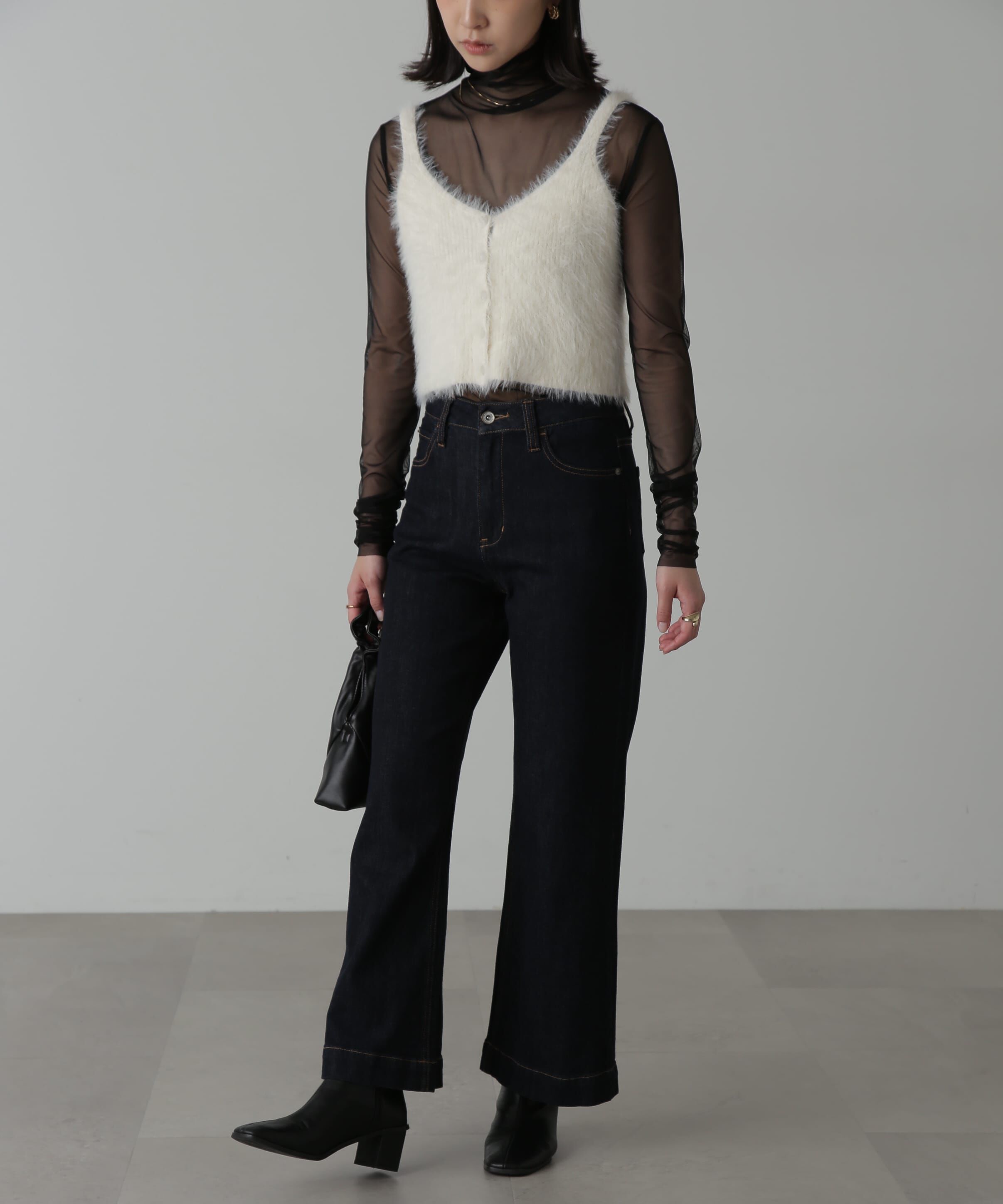  「フロントボタンシャギービスチェ」|ニット・セーター|