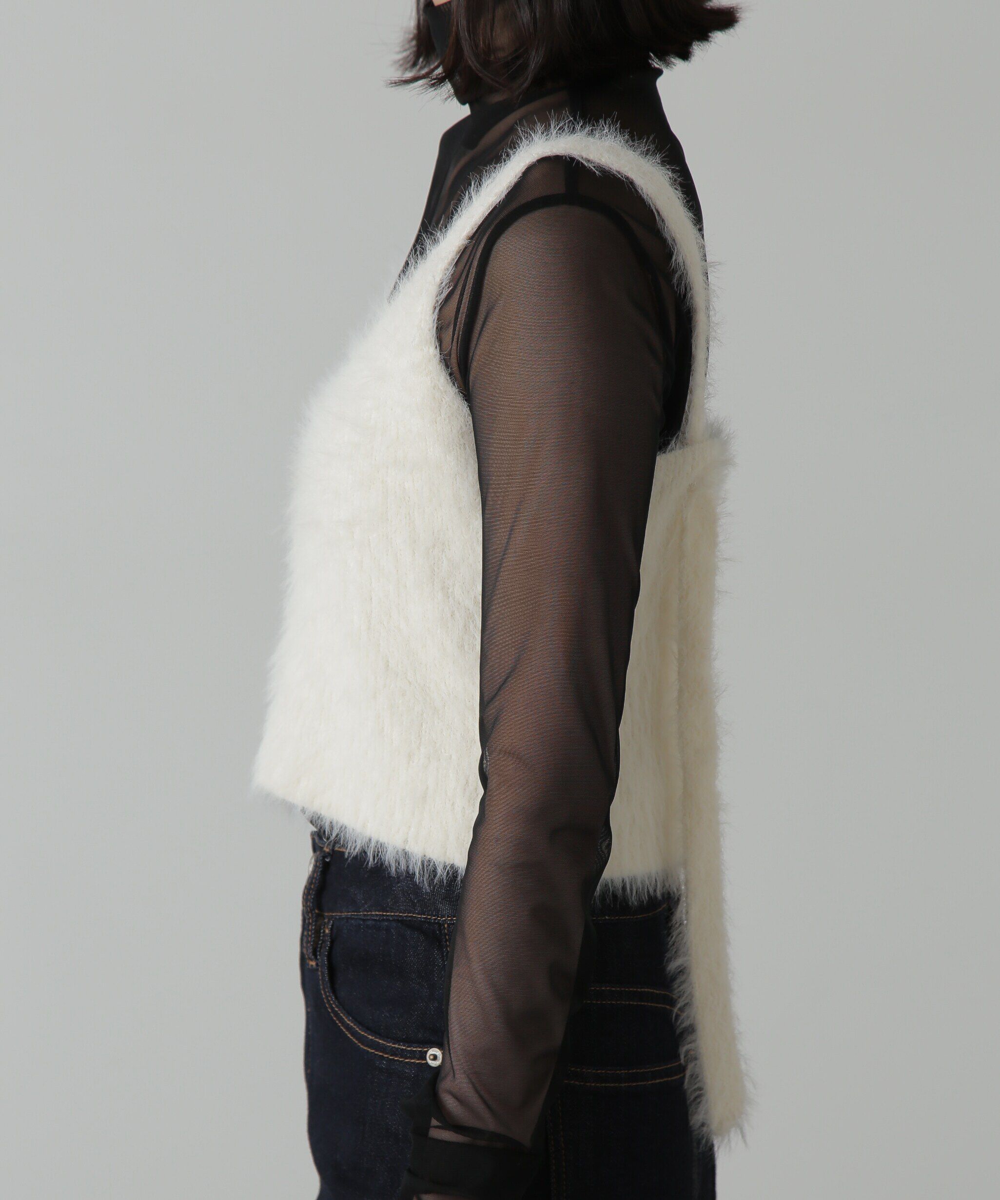  「フロントボタンシャギービスチェ」|ニット・セーター|