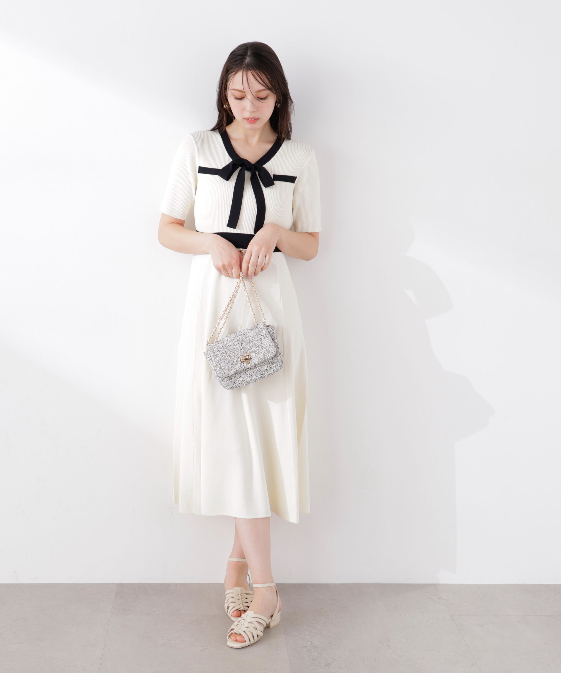 PROPORTION BODY DRESSING「リボンタイバイカラーニットワンピース　26SS」|ワンピース|