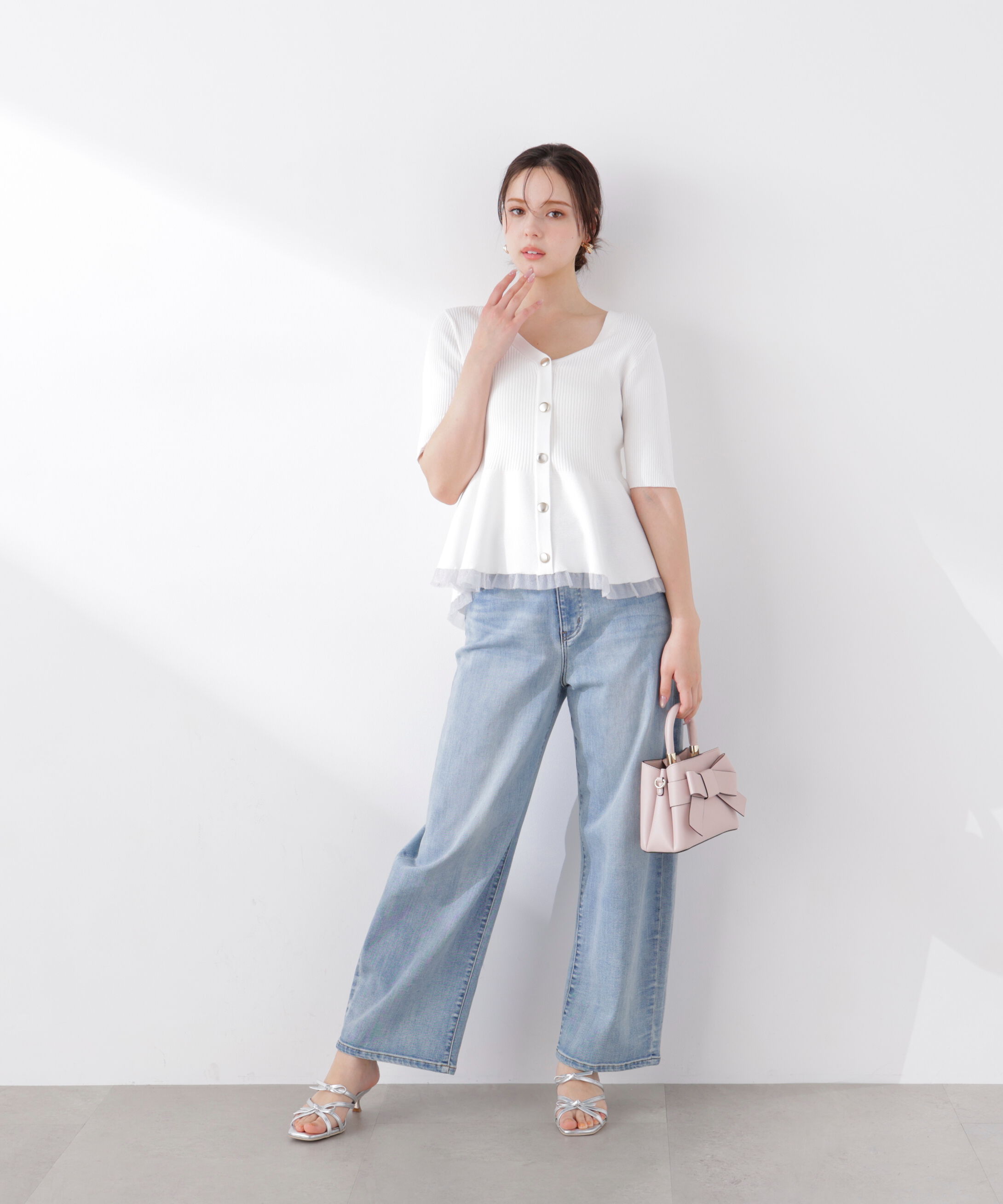 PROPORTION BODY DRESSING「部分シアーペプラムニット　26SS」|ニット・セーター|