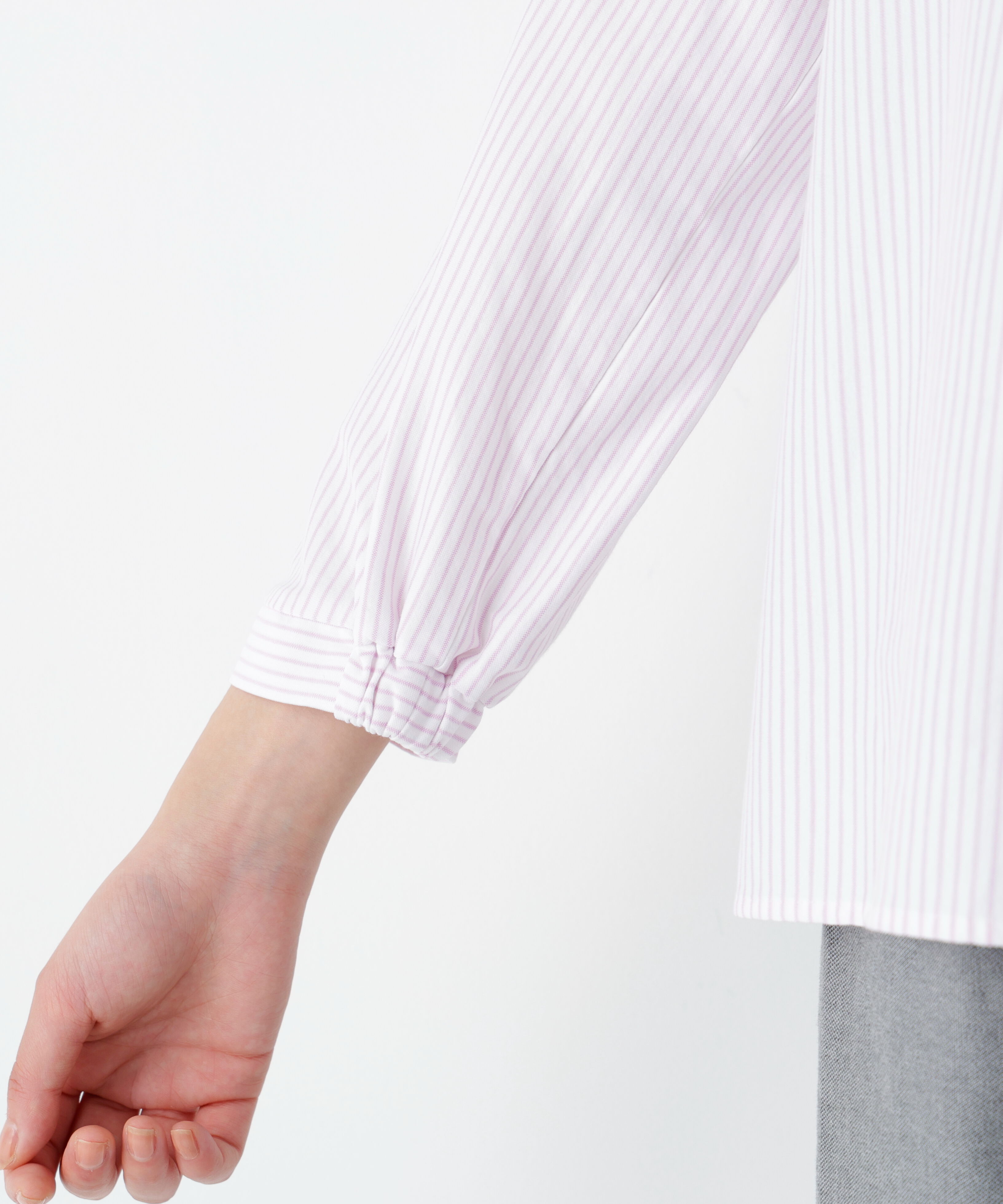  「◆《ウォッシャブル》鹿の子ジャージーバンドカラープルオーバー」|Tシャツ・カットソー|