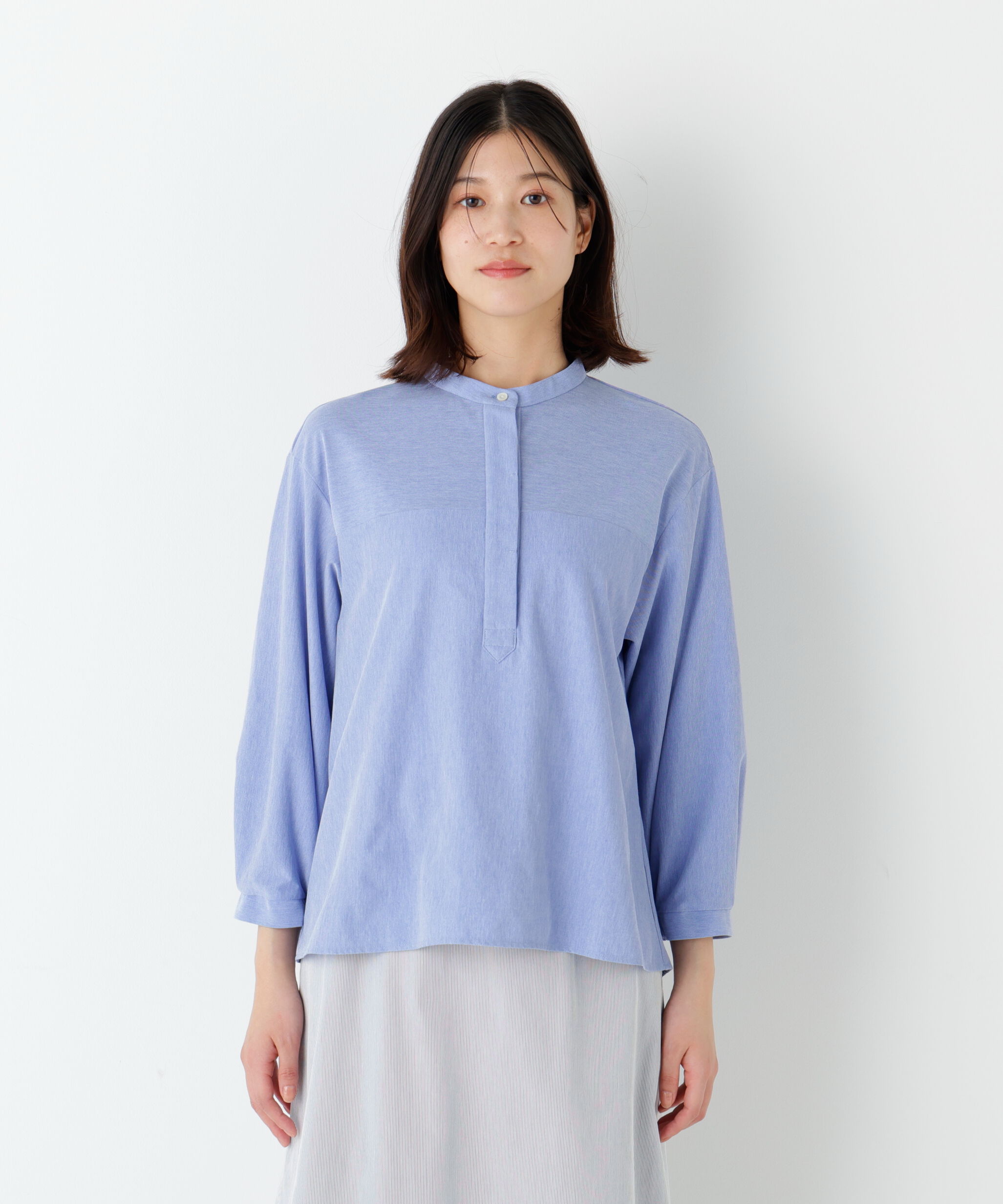  「◆《ウォッシャブル》鹿の子ジャージーバンドカラープルオーバー」|Tシャツ・カットソー|