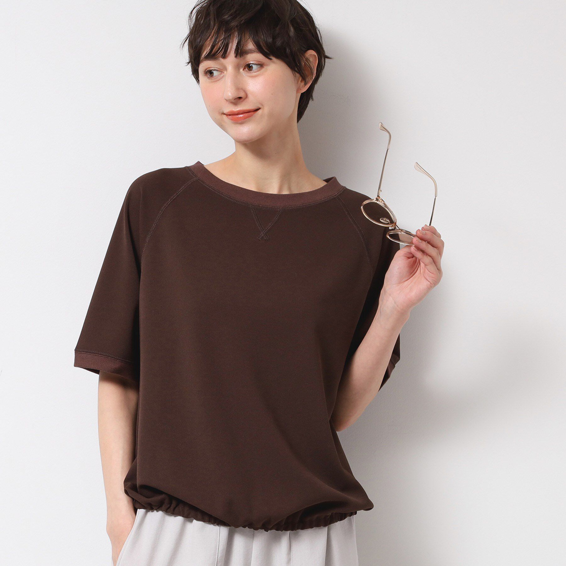 Dessin「【洗える】カットジョーゼットリラクシーブラウス」|Tシャツ・カットソー|ブラウン(043)