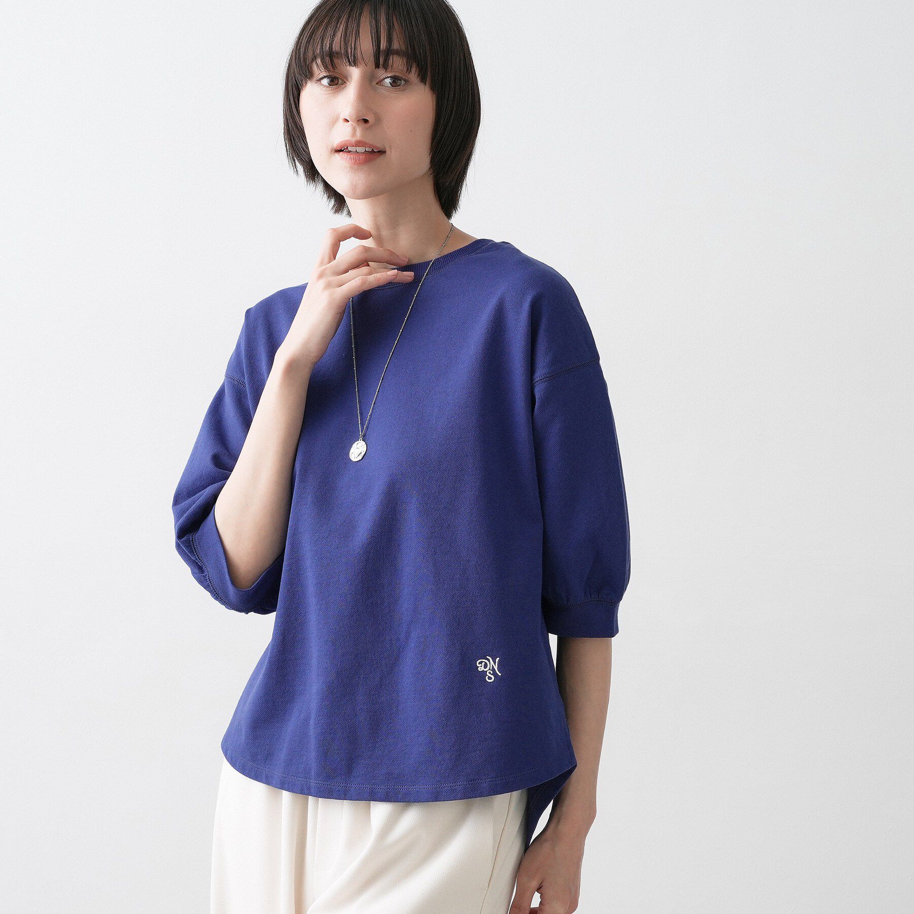 Dessin「【360度可愛い・洗える】バックヘンリーカットソー5分袖」|Tシャツ・カットソー|