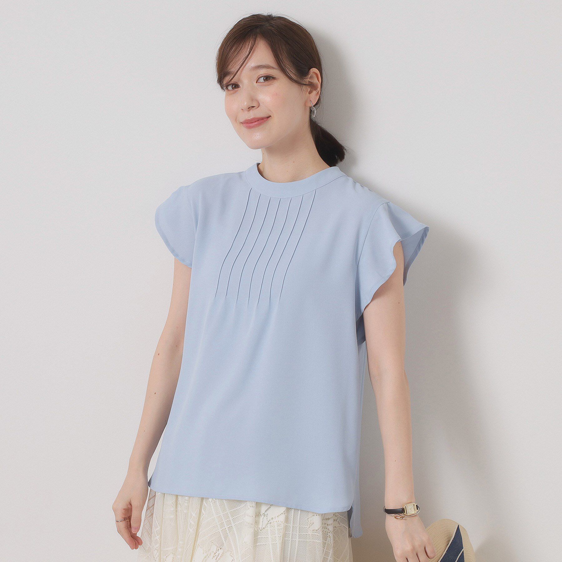 ITS&rsquo;DEMO「【接触冷感／手洗い可】フリル袖ブラウス」|シャツ・ブラウス|サックスブルー(09