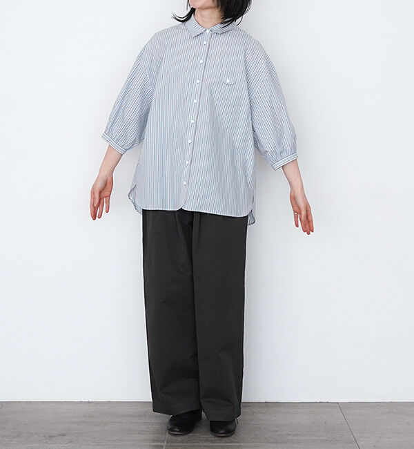 休日と詩「小さなポケットと襟のシャツ"7分袖"」|シャツ・ブラウス|