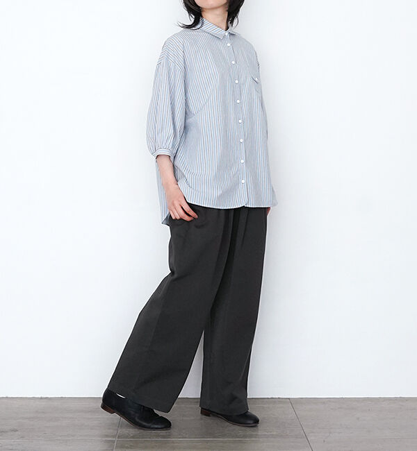 休日と詩「小さなポケットと襟のシャツ"7分袖"」|シャツ・ブラウス|