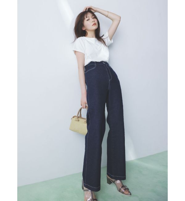 dazzlin「【久間田琳加コラボ】バックエンブロイダリーストレートデニムパンツ」|デニム|