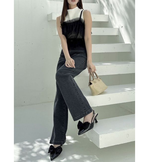 dazzlin「【久間田琳加コラボ】バックエンブロイダリーストレートデニムパンツ」|デニム|