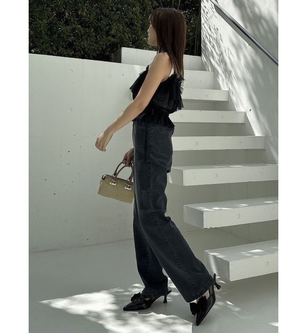 dazzlin「【久間田琳加コラボ】バックエンブロイダリーストレートデニムパンツ」|デニム|