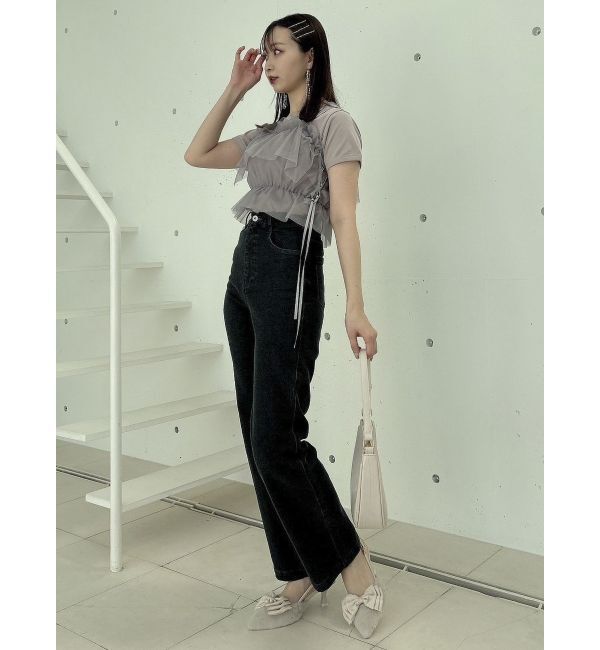 dazzlin「【久間田琳加コラボ】バックエンブロイダリーストレートデニムパンツ」|デニム|