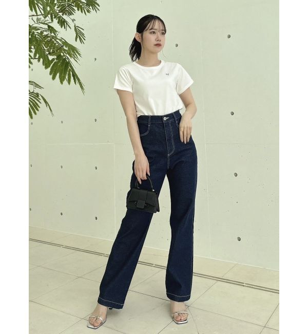 dazzlin「【久間田琳加コラボ】バックエンブロイダリーストレートデニムパンツ」|デニム|