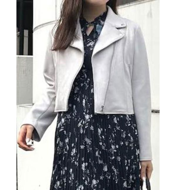 MERCURYDUO「フェイクスエードコンパクトライダースジャケット」|ライダースジャケット|ライトグレー