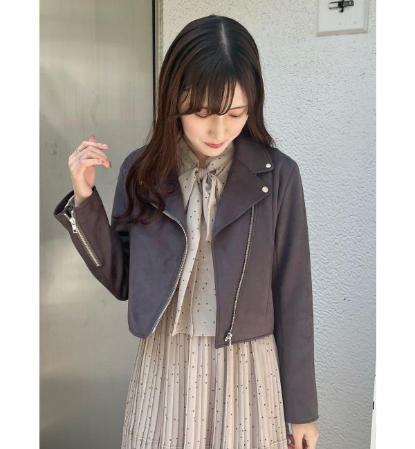 MERCURYDUO「フェイクスエードコンパクトライダースジャケット」|ライダースジャケット|