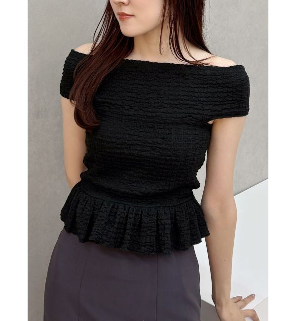 MERCURYDUO「カットソーシャーリングトップス」|Tシャツ・カットソー|ブラック