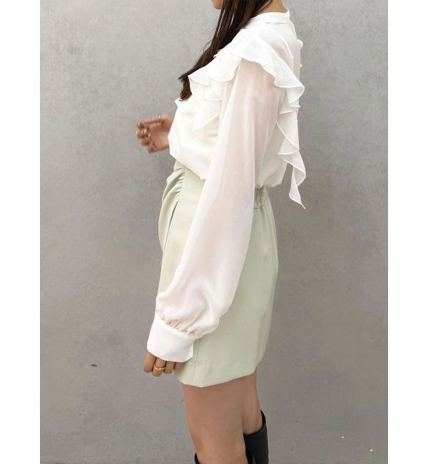MERCURYDUO「シフォンロングスリーブラッフルブラウス」|シャツ・ブラウス|