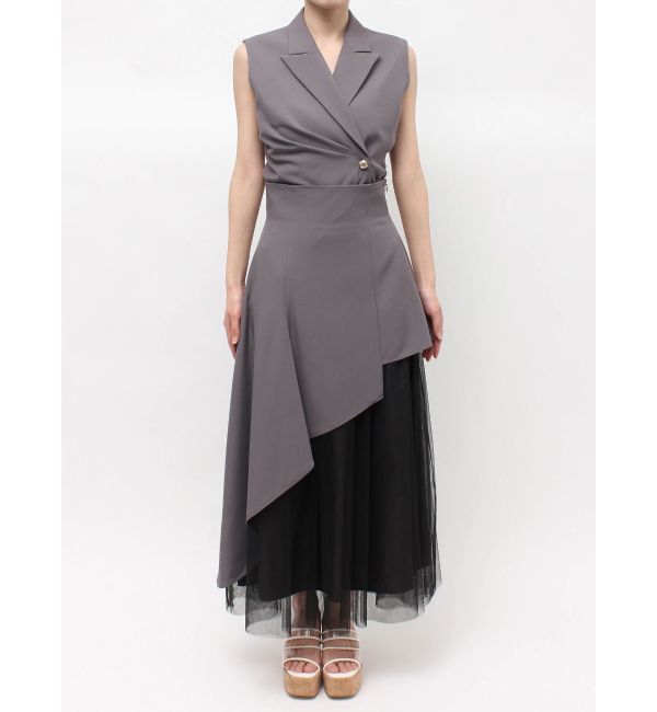 MERCURYDUO「異素材使いアシメフレアスカート」|スカート|