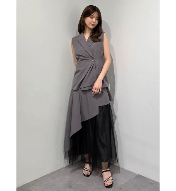 MERCURYDUO「異素材使いアシメフレアスカート」|スカート|