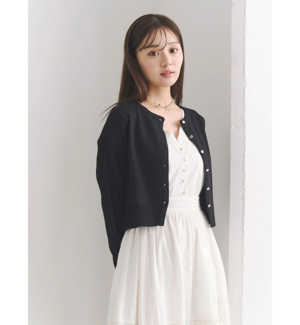 MERCURYDUO「UVカット加工クルーネックカーディガン」|カーディガン|ブラック