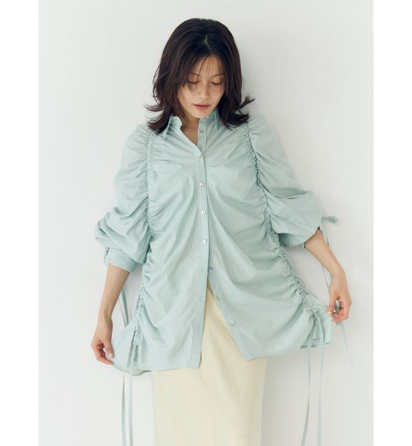 Ungrid「ギャザーデザインルーズシャツ」|シャツ・ブラウス|