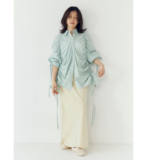 Ungrid「ギャザーデザインルーズシャツ」|シャツ・ブラウス|
