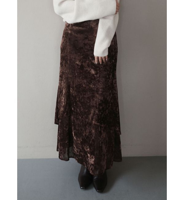 LAGUNAMOON「シアーベロアティアードスカート」|スカート|ブラウン