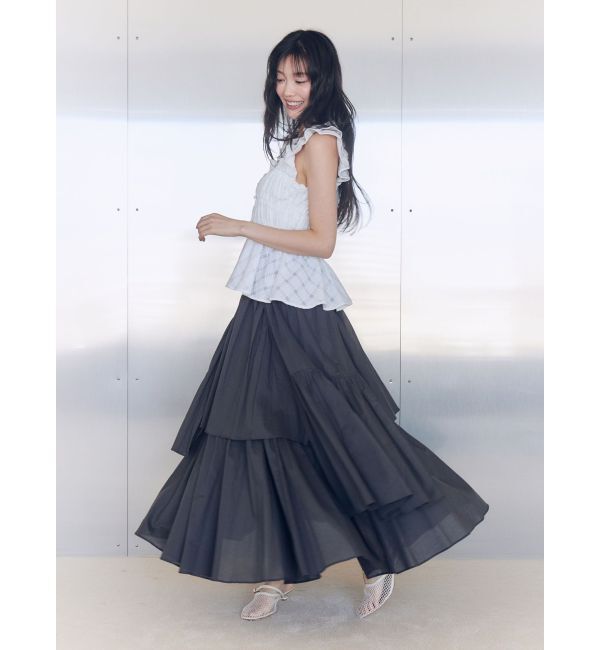 LAGUNAMOON「シアーチェックシャーリングブラウス」|シャツ・ブラウス|