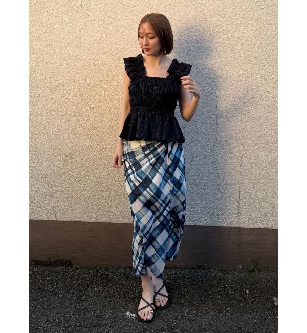 LAGUNAMOON「シアーチェックシャーリングブラウス」|シャツ・ブラウス|