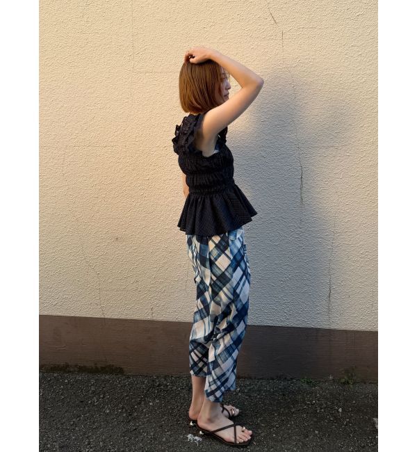 LAGUNAMOON「シアーチェックシャーリングブラウス」|シャツ・ブラウス|