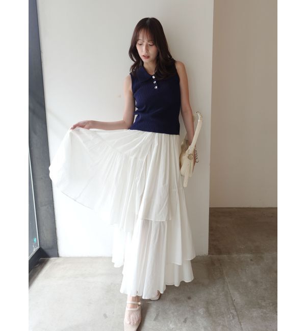 LAGUNAMOON「アシメティアードコットンスカート」|スカート|