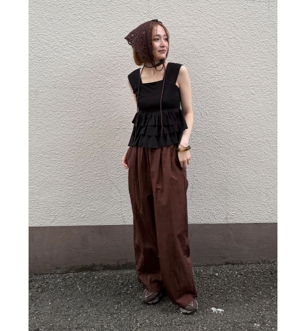 LAGUNAMOON「ウエストレースリラックスパンツ」|その他|ブラウン