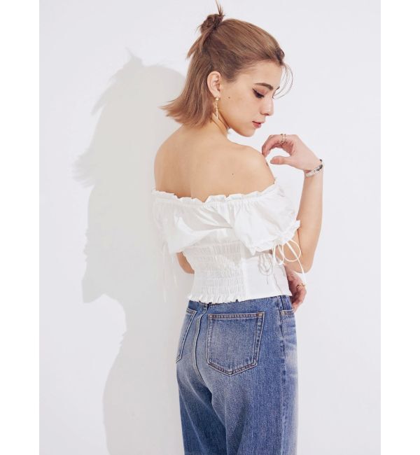 EVRIS「フロントジップリボンオフショルブラウス」|シャツ・ブラウス|