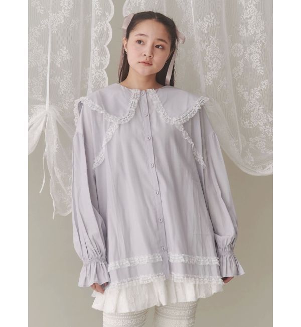 merry jenny「サテンフリルブラウス」|シャツ・ブラウス|