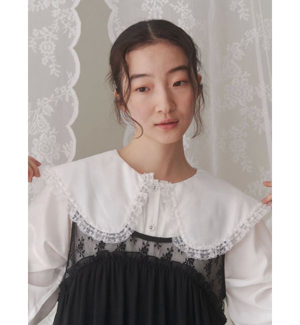 merry jenny「サテンフリルブラウス」|シャツ・ブラウス|