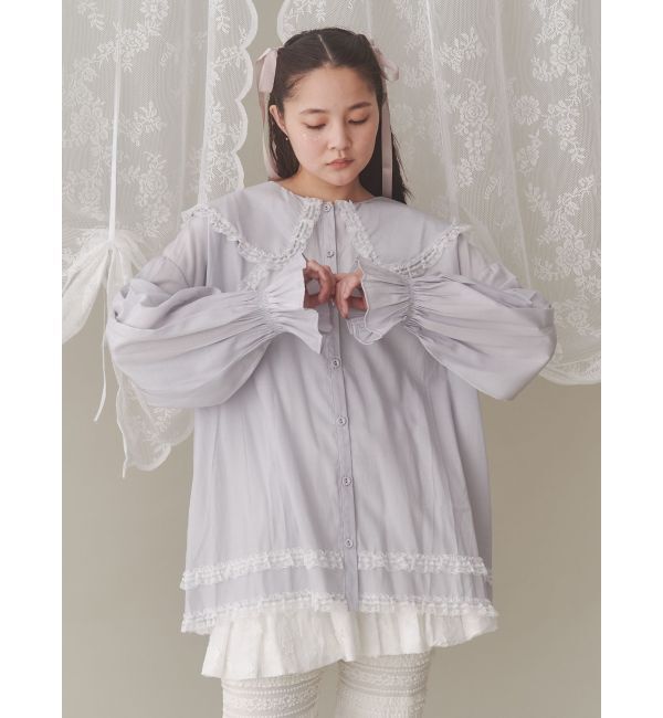 merry jenny「サテンフリルブラウス」|シャツ・ブラウス|