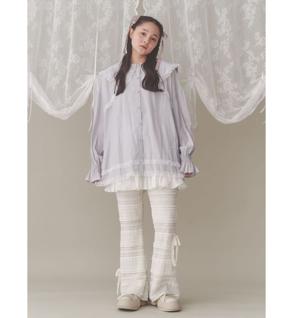 merry jenny「サテンフリルブラウス」|シャツ・ブラウス|