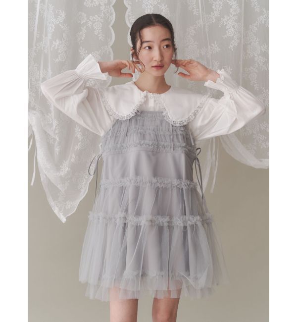 merry jenny「サテンフリルブラウス」|シャツ・ブラウス|