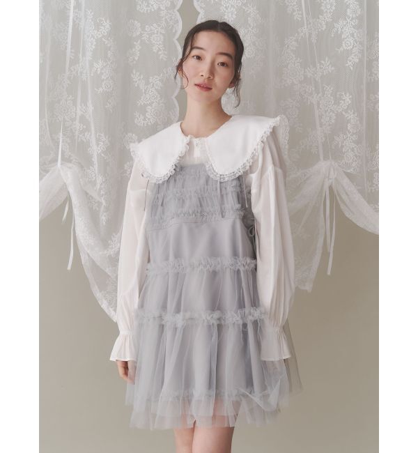 merry jenny「サテンフリルブラウス」|シャツ・ブラウス|