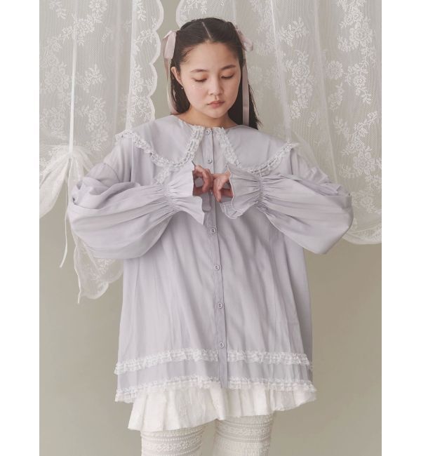 merry jenny「サテンフリルブラウス」|シャツ・ブラウス|