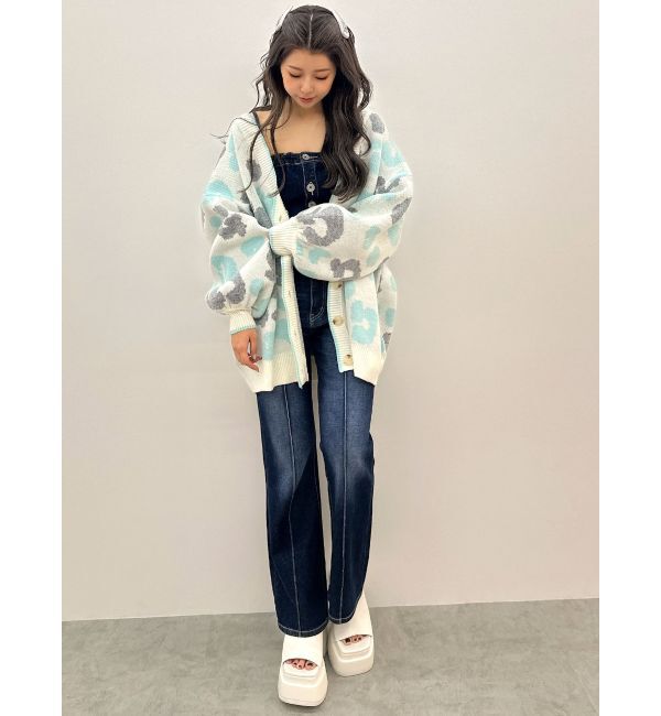 GYDA「BACKリボンデニムロンパース」|オールインワン|