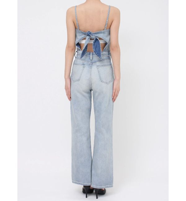 GYDA「BACKリボンデニムロンパース」|オールインワン|