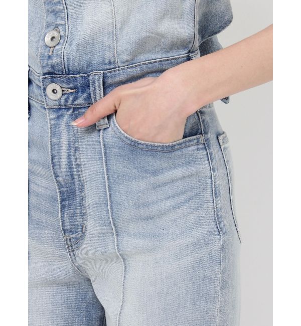 GYDA「BACKリボンデニムロンパース」|オールインワン|