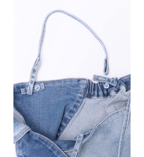 GYDA「BACKリボンデニムロンパース」|オールインワン|