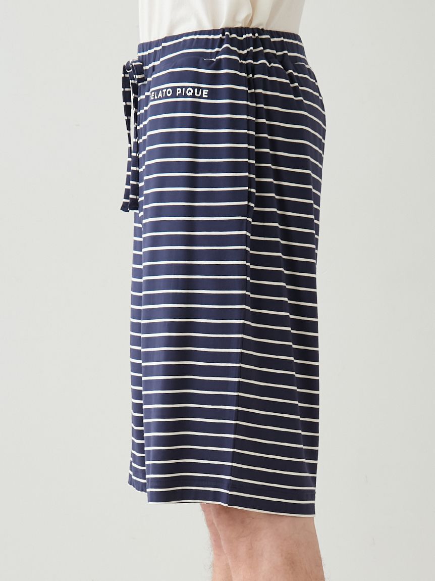 GELATO PIQUE HOMME「【HOMME】レーヨンロゴTシャツ&ボーダーハーフパンツセット」|ルームウェア|