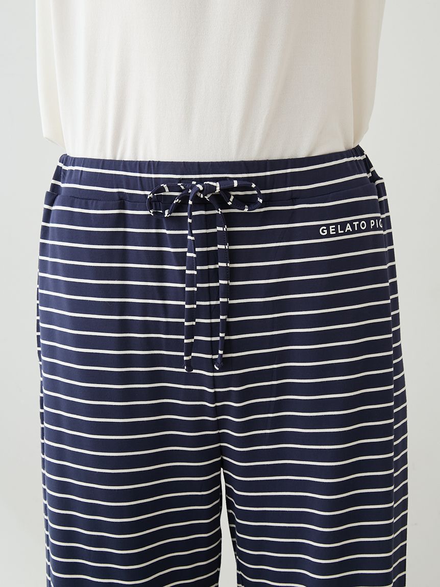 GELATO PIQUE HOMME「【HOMME】レーヨンロゴTシャツ&ボーダーハーフパンツセット」|ルームウェア|