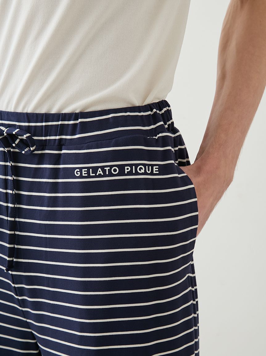 GELATO PIQUE HOMME「【HOMME】レーヨンロゴTシャツ&ボーダーハーフパンツセット」|ルームウェア|