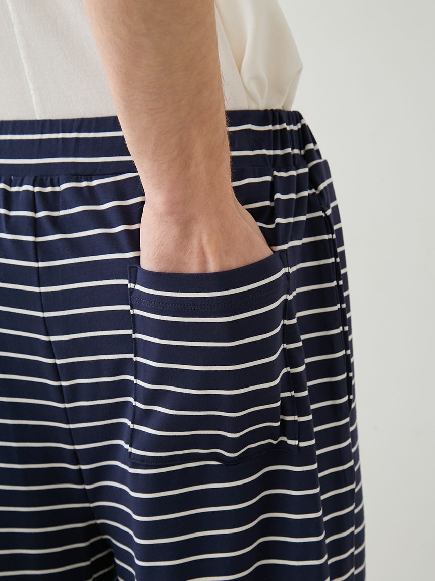 GELATO PIQUE HOMME「【HOMME】レーヨンロゴTシャツ&ボーダーハーフパンツセット」|ルームウェア|