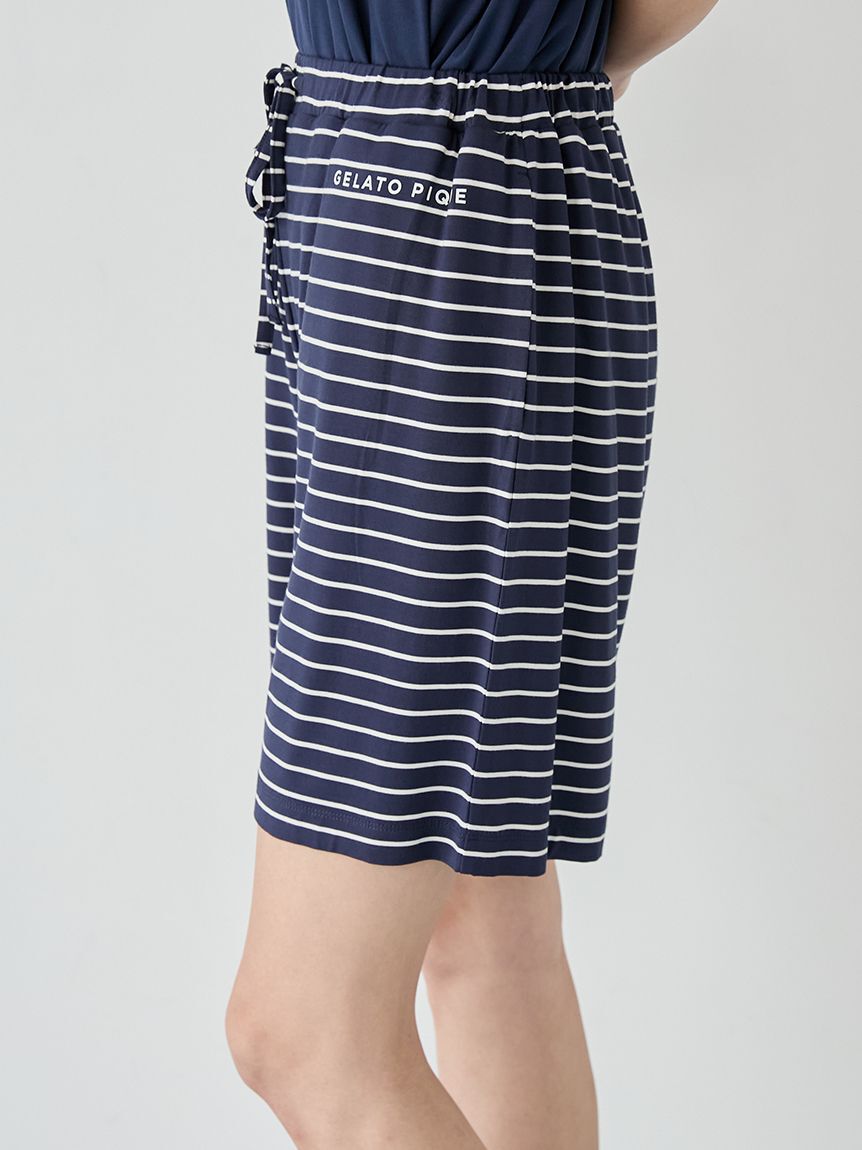 gelato pique「レーヨンロゴTシャツ&ボーダーハーフパンツセット」|ルームウェア|